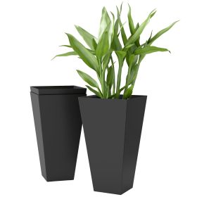 Outsunny Tall Plastic Planters 28 Inch 3-Pack Large Outdoor Indoor Garden Flower Pots for Entryway Patio Yard Black Outsunny Tall Plastic Planters 28 Inch 3-Pack Large Outdoor Indoor Garden Flower Pots for Entryway Patio Yard Black