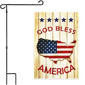Combo Pack Garden Flag Stand Black 36x16 Inch & Garden Flag God Bless America USA Flag Map 12x18 Inch Combo Pack Garden Flag Stand Black 36x16 Inch & Garden Flag God Bless America USA Flag Map 12x18 Inch